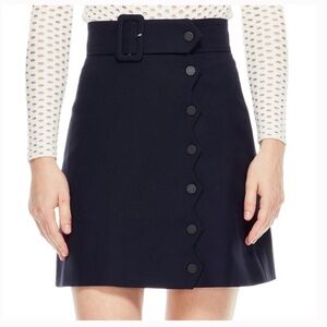 Sandro Paris Womens Laurene Marine Skirt Blue Button Belt Detail Luxury Sz 1 NWT